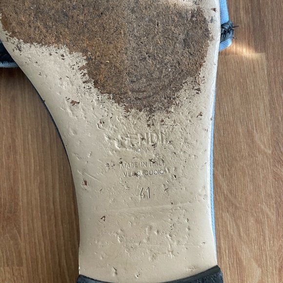 Fendi Roma Black and Blue Slides - Picture 7 of 7